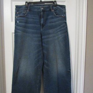American Eagle Outfitters Wide Leg Jeans - Dark Blue Wash